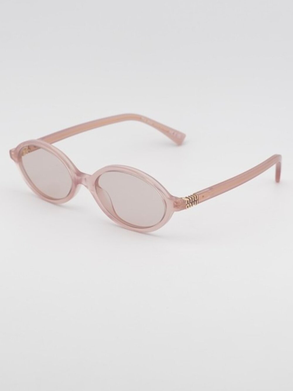 Miu Miu MU04ZS 20I60V Sunglasses Opaline Pink Oval Frame, Pink Lenses